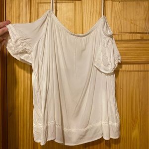 Off the shoulder white shirt